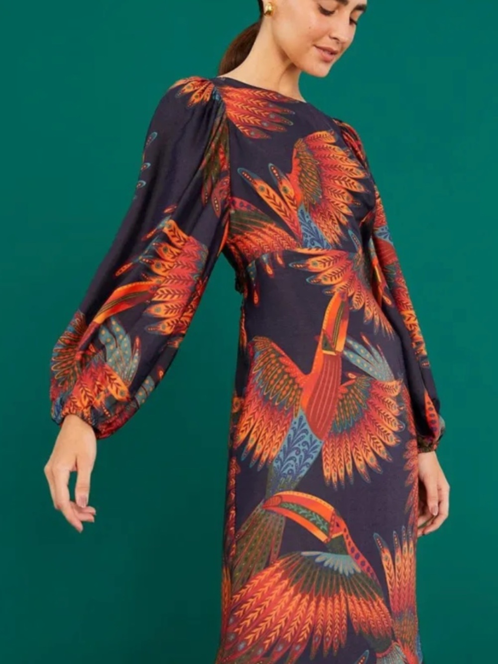 Farm Rio Arabesque Toucans Midi Dress, Small